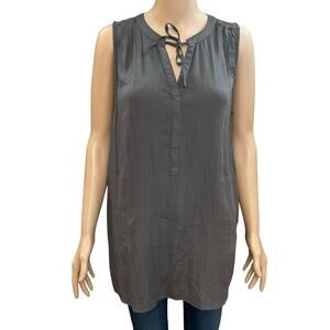Prana Natassa Tunic Top Medium Gauzy Crinkle Lagenlook Sleeveless Boho Gray